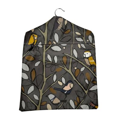 Smoke Grey Tweet Birds Oilcloth Peg Bag