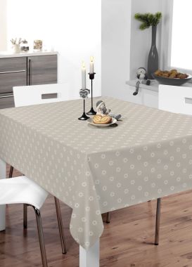 Grey/Taupe Snowflakes PVC Vinyl Wipe Clean Tablecloth