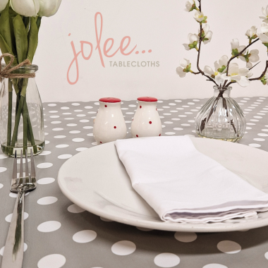 Dotty Stone Polka Dot PVC Vinyl Wipe Clean Tablecloth