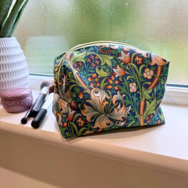 William Morris Water Lily French Blue Water Repellent Wash Bag