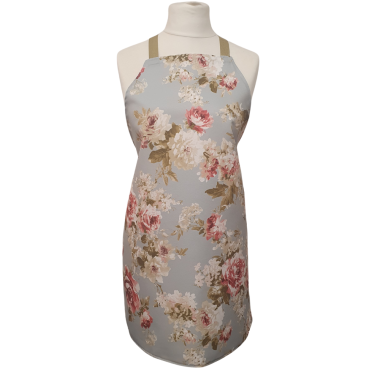 English Rose Dove Grey Floral Apron Water Repellent Wipe Clean