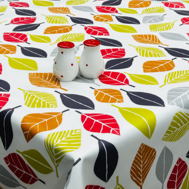 Cherry Leaf Matt Finish Wipe Clean Oilcloth Tablecloth