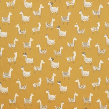 Alpacas Ochre Yellow 100% Cotton Curtain and Upholstery Fabric