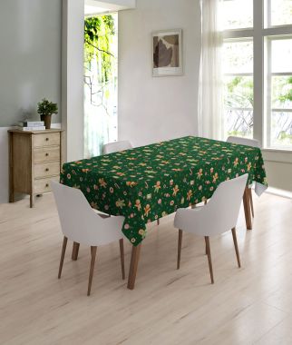 Green Christmas Gingerbread and Candy Cane PVC Vinyl Wipe Clean Tablecloth