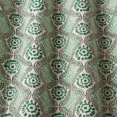 Deep Green Mykonos Mosaic Floral Matte Wipe Clean Oilcloth Tablecloth