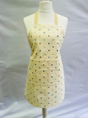 Duck Egg Taupe Multi Polka Dot 100% Cotton Fabric Apron-Child and Adult Sizes Available