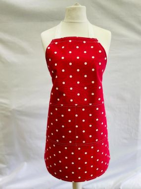 Dotty Red 100% Cotton Fabric Apron-Child and Adult Sizes Available