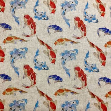 Linen Effect Koi Carp Poly Cotton Fabric