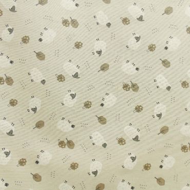 Beige Baa Baa Sheep Acrylic Wipe Clean Tablecloth