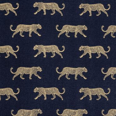 Blue and Gold Leopards Matte Finish Wipe Clean Oilcloth Tablecloth