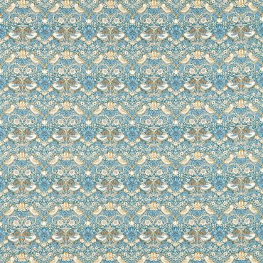 William Morris Strawberry Thief Denim Spice 100% Curtain Upholstery Fabric