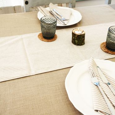 Luxury Plain Linen Beige Fabric Banquet Tablecloth