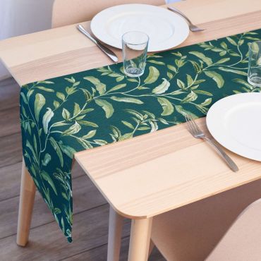 Green Leaves 100% Cotton Table Runner