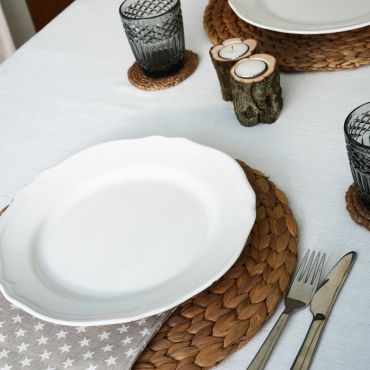 Luxury Plain Off White Fabric Banquet Tablecloth