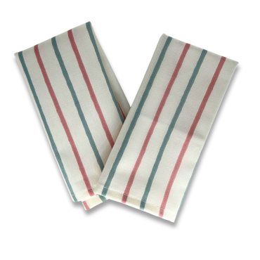 Walcott Pastel Duck Egg and Pink Stripe 100% Fabric Napkin Set