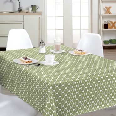 Green Geometric Ovals PVC Vinyl Wipe Clean Tablecloth