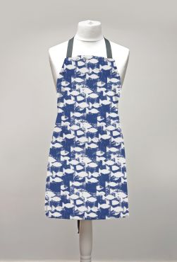 Blue and White Fish Adult or Child Oilcloth Wipe Clean Apron