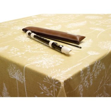 Chervil Ochre/Mustard Wipe Clean Tablecloth 20 Metre Roll Oilcloth Tablecloth