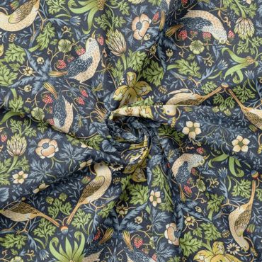 Outdoor William Morris Strawberry Thief Navy Blue Water Repellent Fabric