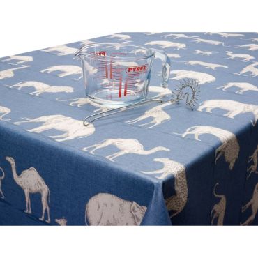 Denim Blue Prairie Animals Wipe Clean Tablecloth 20 Metre Roll Oilcloth Tablecloth