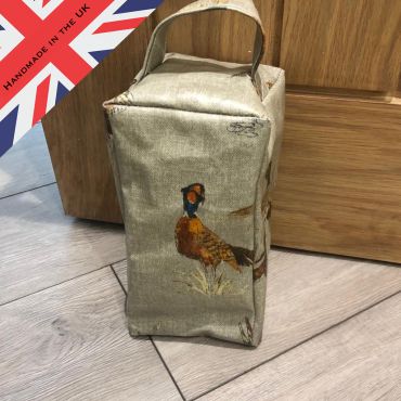 Beige/Natural Pheasants Matte Oilcloth Door Stop - Unfilled