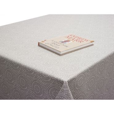 Light Grey and White Spiro Circles Wipe Clean Tablecloth 20 Metre Roll Oilcloth Tablecloth