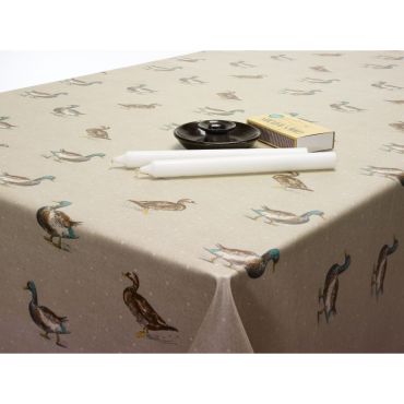 Ducks/Mallards Natural Wipe Clean Tablecloth 20 Metre Roll Oilcloth Tablecloth Matte Finish