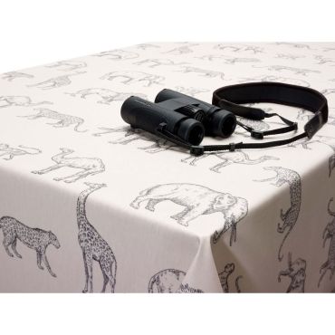 Natural and Grey Prairie Animals Wipe Clean Tablecloth 20 Metre Roll Oilcloth Tablecloth