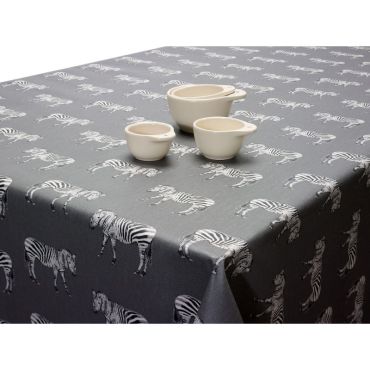 Smoke Grey Zebras Wipe Clean Tablecloth 20 Metre Roll Oilcloth Tablecloth