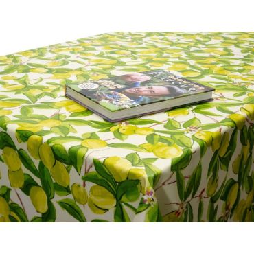 Yellow and Green Lemons Wipe Clean Tablecloth 20 Metre Roll Oilcloth Tablecloth