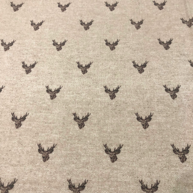 Beige Small Stags Heads Christmas Fabric Table Runner