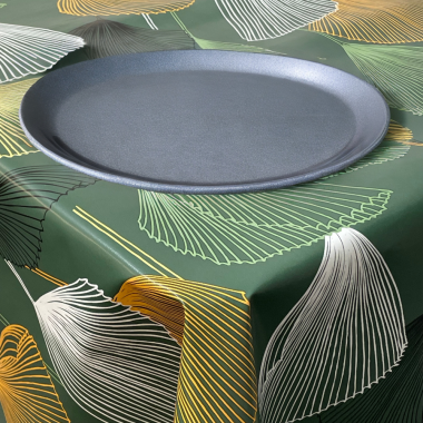 Ginko Leaves Green Floral PVC Vinyl Wipe Clean Tablecloth