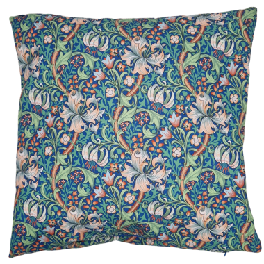 William Morris Golden Lily French Blue Water Repellent Fabric Outdoor Cushion Cover