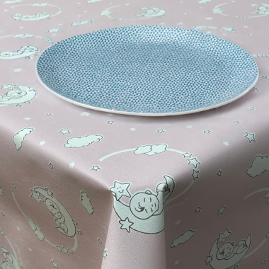 New Baby Pink PVC Vinyl Wipe Clean Tablecloth