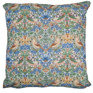 William Morris Strawberry Thief Blanc Water Repellent Fabric Outdoor Cushion Cover