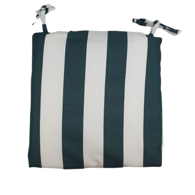 Green & White Stripe Water Repellent Fabric Outdoor Seat Pad