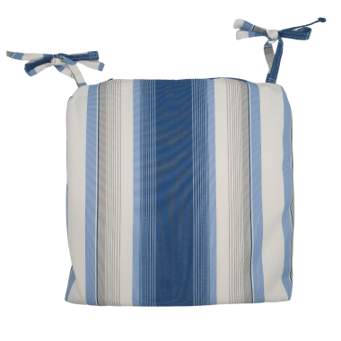 Woolacombe Sky Blue Stripe Water Repellent Fabric Outdoor Seat Pad