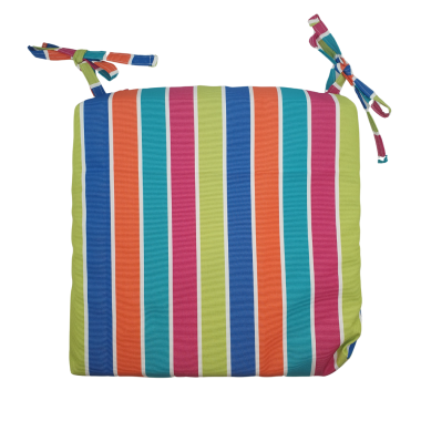 Vibrant Multi Stripes Water Repellent Fabric Outdoor Seat Pad
