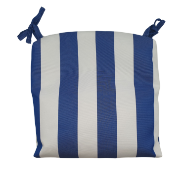 Blue & White Stripe Water Repellent Fabric Outdoor Seat Pad