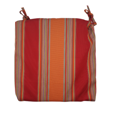 Red and Orange Stripe Water Repellent Fabric Outdoor Seat Pad