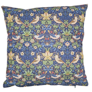 William Morris Strawberry Thief Navy Water Repellent Fabric Outdoor Cushion Cover