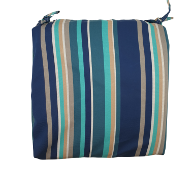 Whitley Bay Blue Stripes Water Repellent Fabric Outdoor Seat Pad