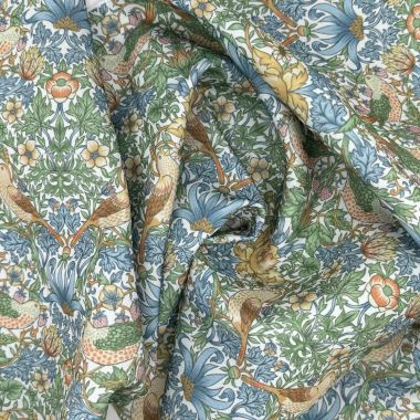 Outdoor William Morris Strawberry Thief Blanc Water Repellent Fabric