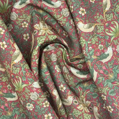 Outdoor William Morris Strawberry Thief Crimson Water Repellent Fabric