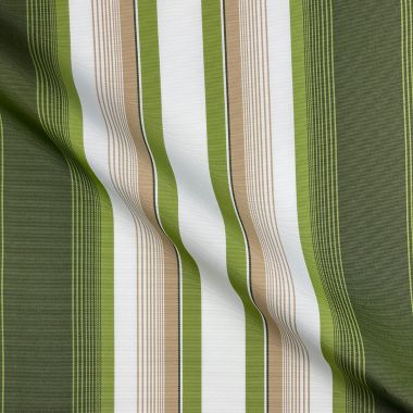 Outdoor Water Repellent Fabric Woolacombe Olive Green and White Stripes