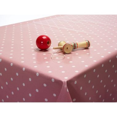 Dotty Rose Polka Dot 20 Metre Roll Oilcloth Tablecloth