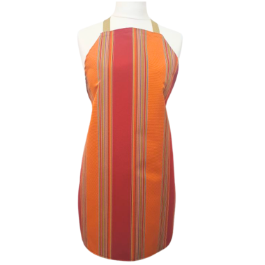 Burnt Orange and Red Stripe Apron Water Repellent Wipe Clean