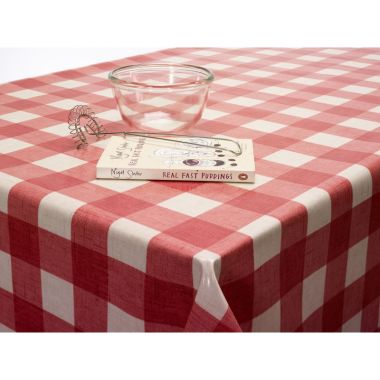 Red Large Gingham Check 20 Metre Roll Oilcloth Tablecloth